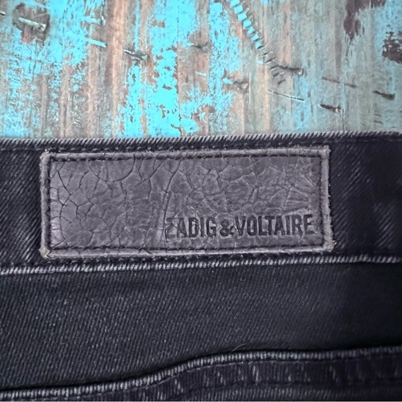 Zadig & Voltaire Grey Black Skinny Jeans Zipper Ankle Size 25 - Picture 9 of 15